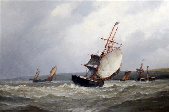 Frederick James Aldridge (1850-1933) Shipping off the coast 19.5 x 29in.